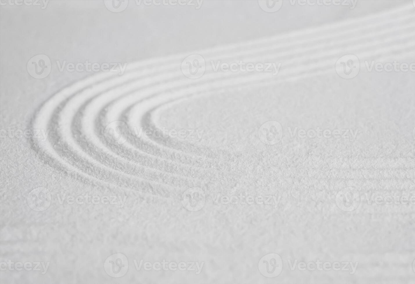 Zen garden with line pattern on white sand in Japanese style, Sand texture surface with wave parallel lines,Background banner for Meditation,Zen like concept,Simplicity Day photo