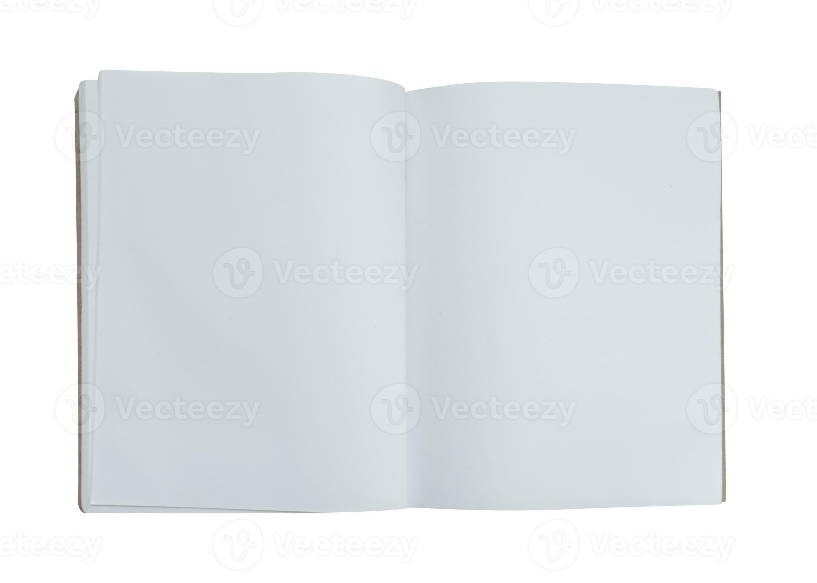 Empty Book on white background, Isolated Open Diary or Notebook mockup with  white paper blank pages, Flat Lay Blank Catalog 26327604 Stock Photo at  Vecteezy