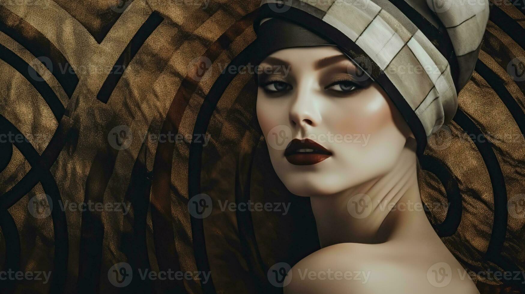 Illustration of a fashion portrait, created as a generative artwork using AI. photo
