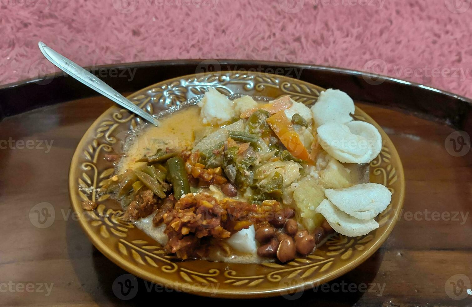 Delicious lontong food ready to serve. photo