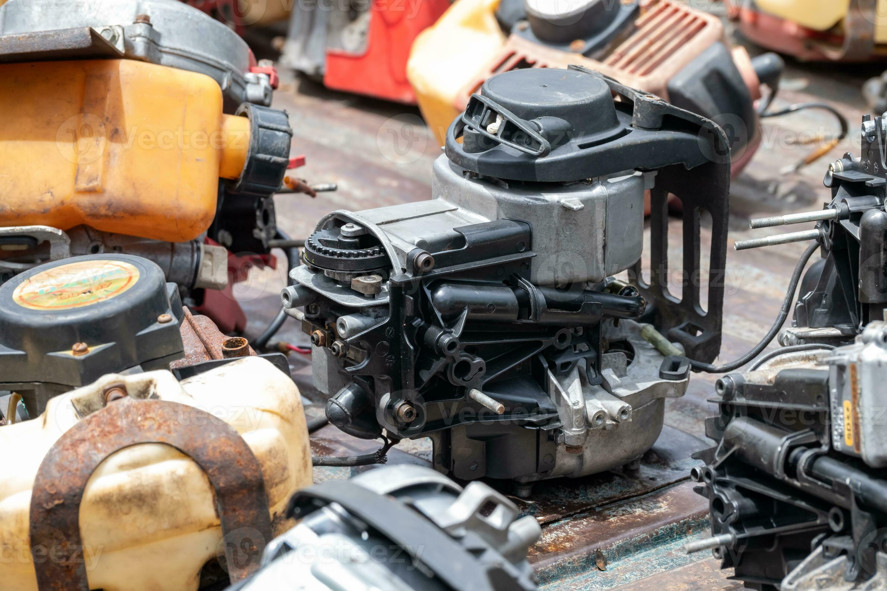 The engine of the old lawn mower is a household item the small
