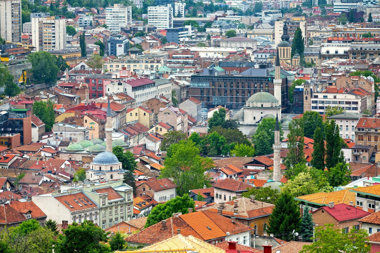 aéreo ver de el antiguo bazar en Sarajevo foto