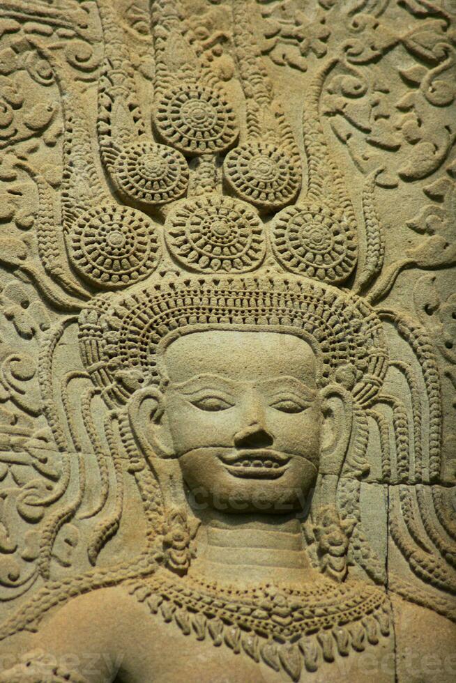 Bas relief of an Apsara dancer at Angkor Wat in Siem Reap photo