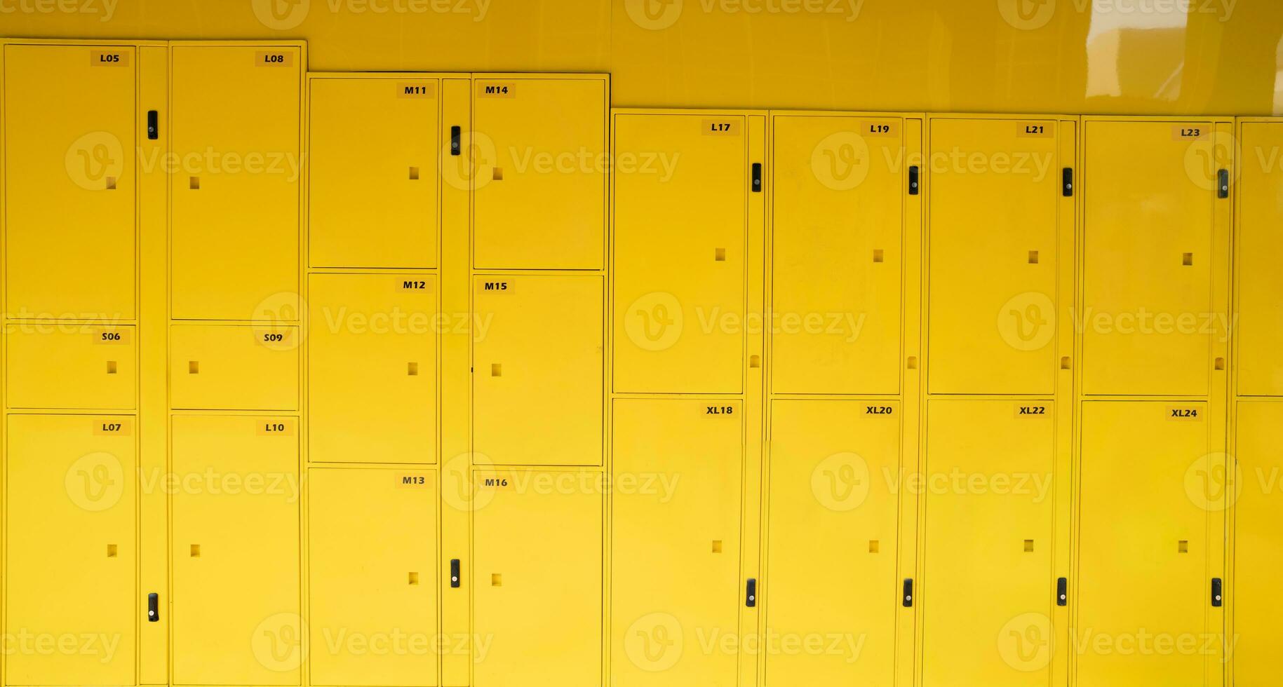 Self-service storage locker. Service of automated locker storage for tourists. Luggage and parcel delivery service. Package locker. Mass transit system. Hour and daily storage of items luggages. photo