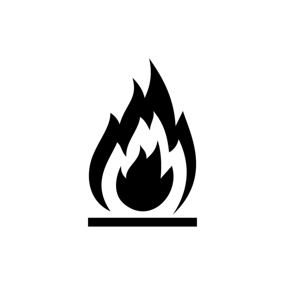 Fire, flame. black flame in abstract style on white background. vector