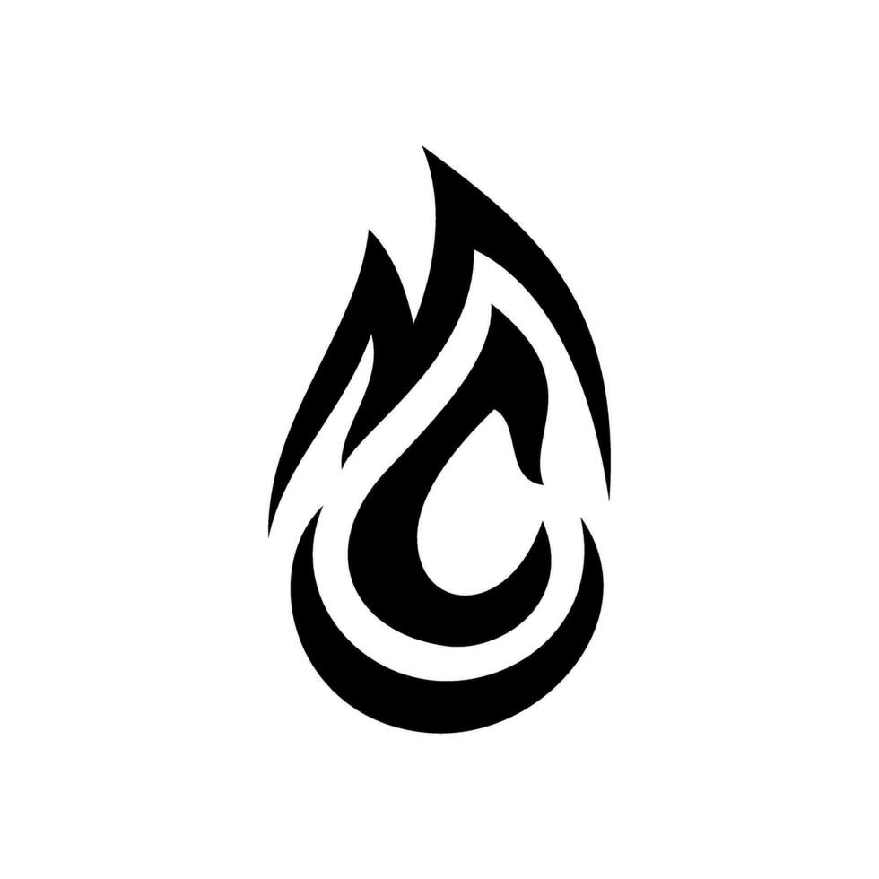 Fire, flame. black flame in abstract style on white background. vector