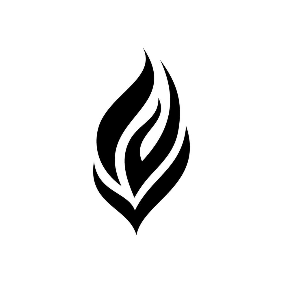 Fire, flame. black flame in abstract style on white background. vector