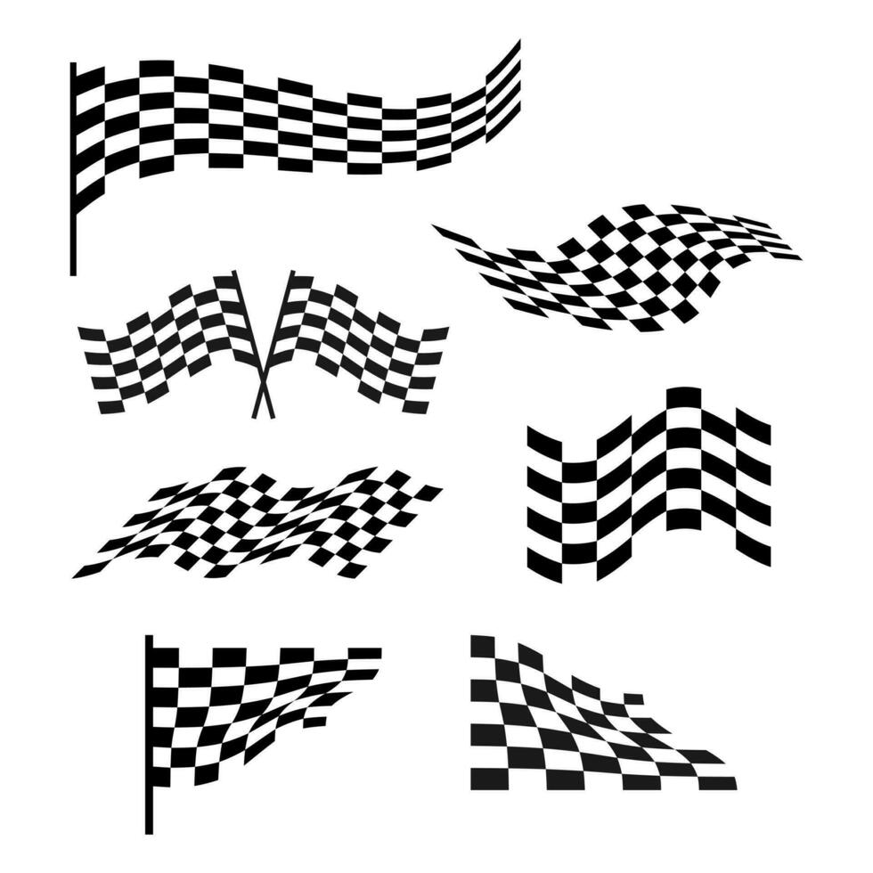 set of racing flag logo design vector