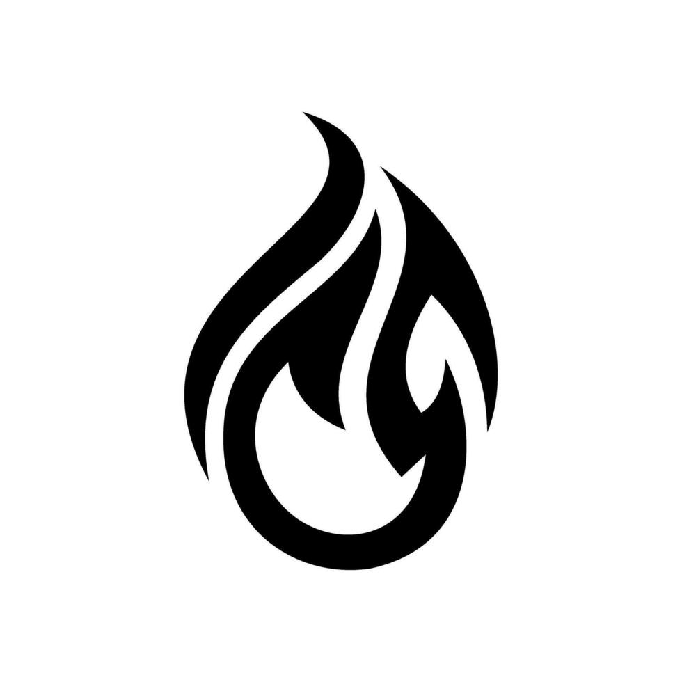 Fire, flame. black flame in abstract style on white background. vector