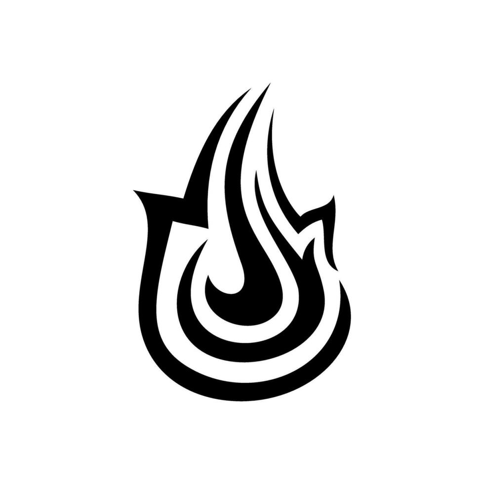 Fire, flame. black flame in abstract style on white background. vector