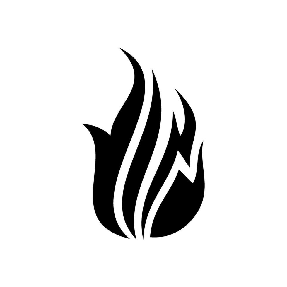 Fire, flame. black flame in abstract style on white background. vector