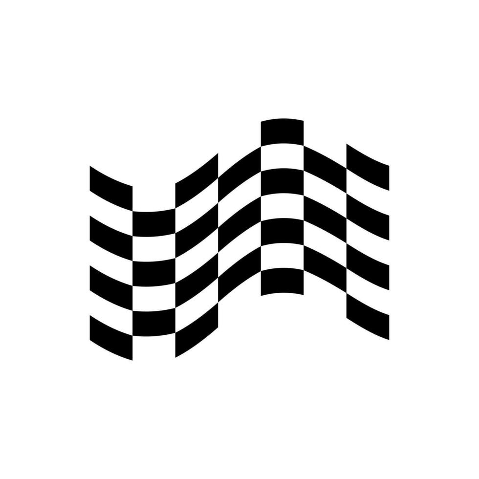 black and white racing flag logo design vector