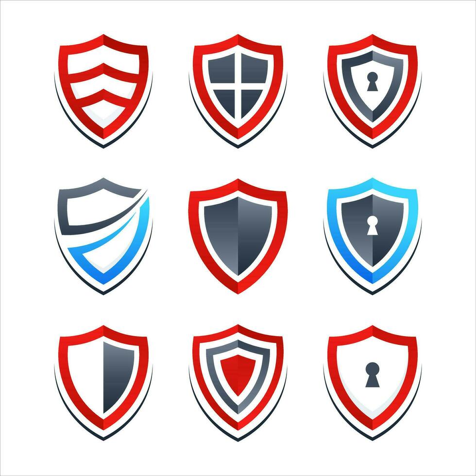 Set of shield symbols and icons design vector