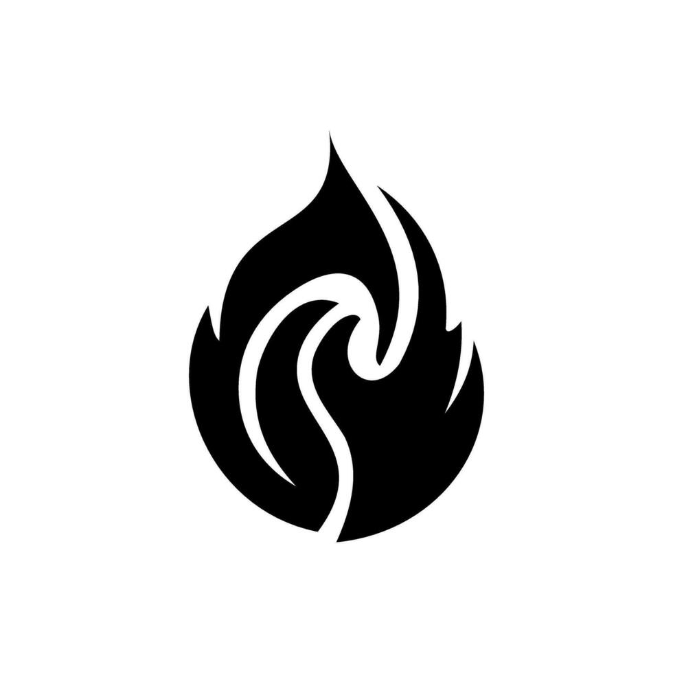 Fire, flame. black flame in abstract style on white background. vector