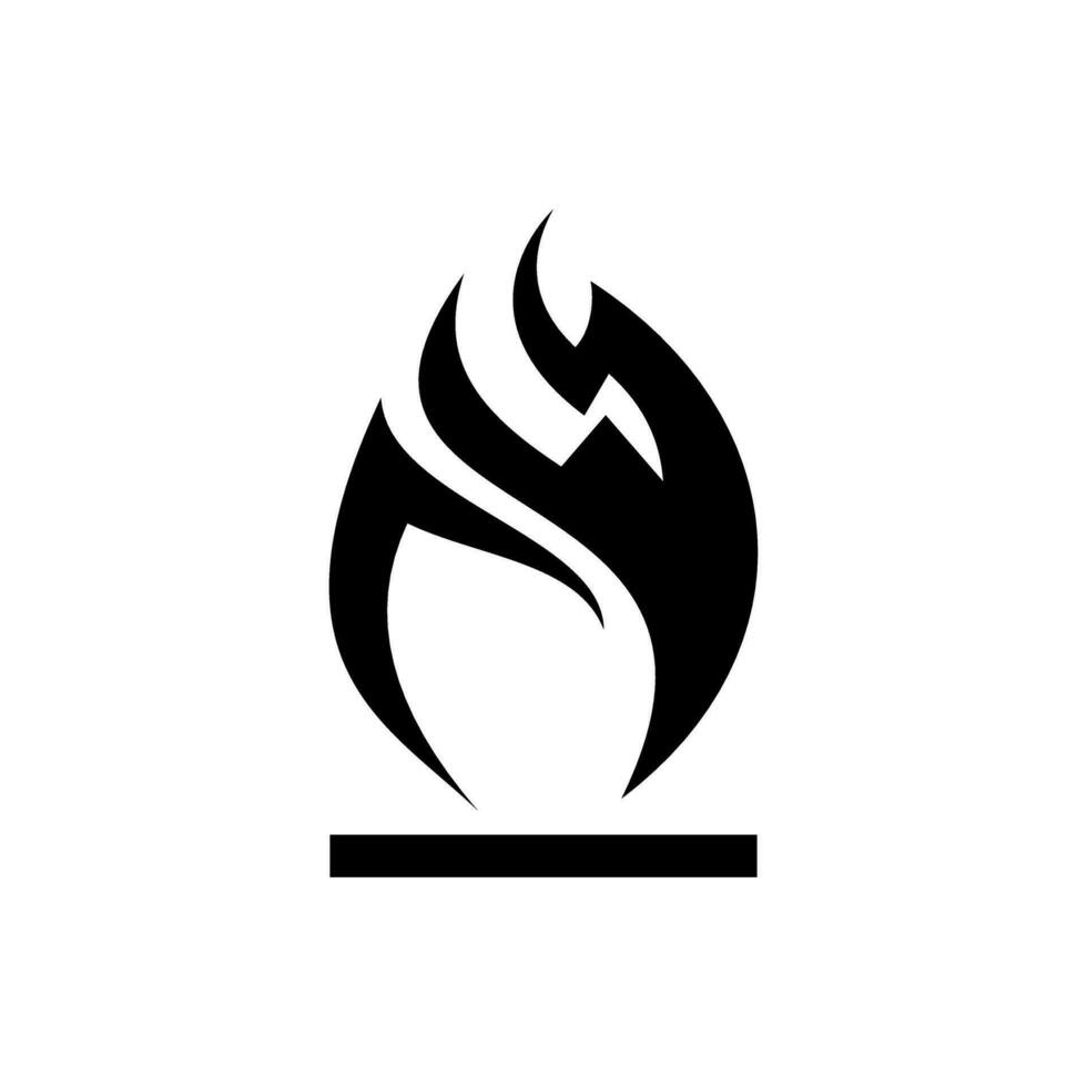 Fire, flame. black flame in abstract style on white background. vector