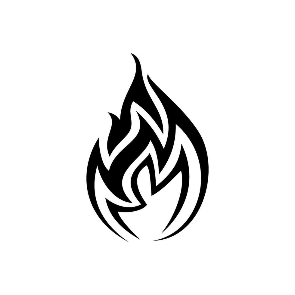 Fire, flame. black flame in abstract style on white background. vector