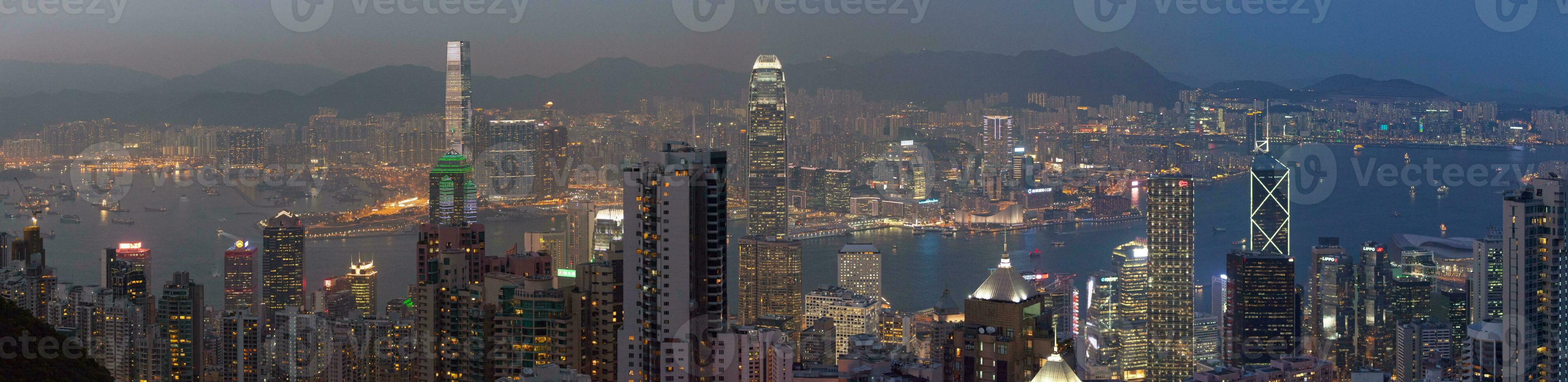 Panoramic view of Kowloon and Victoria Harbour in Hong Kong photo