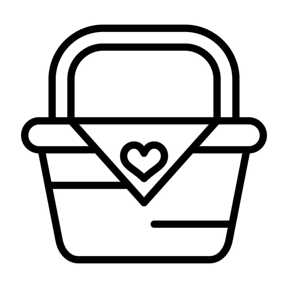 Romantic picnic basket Vector Icon