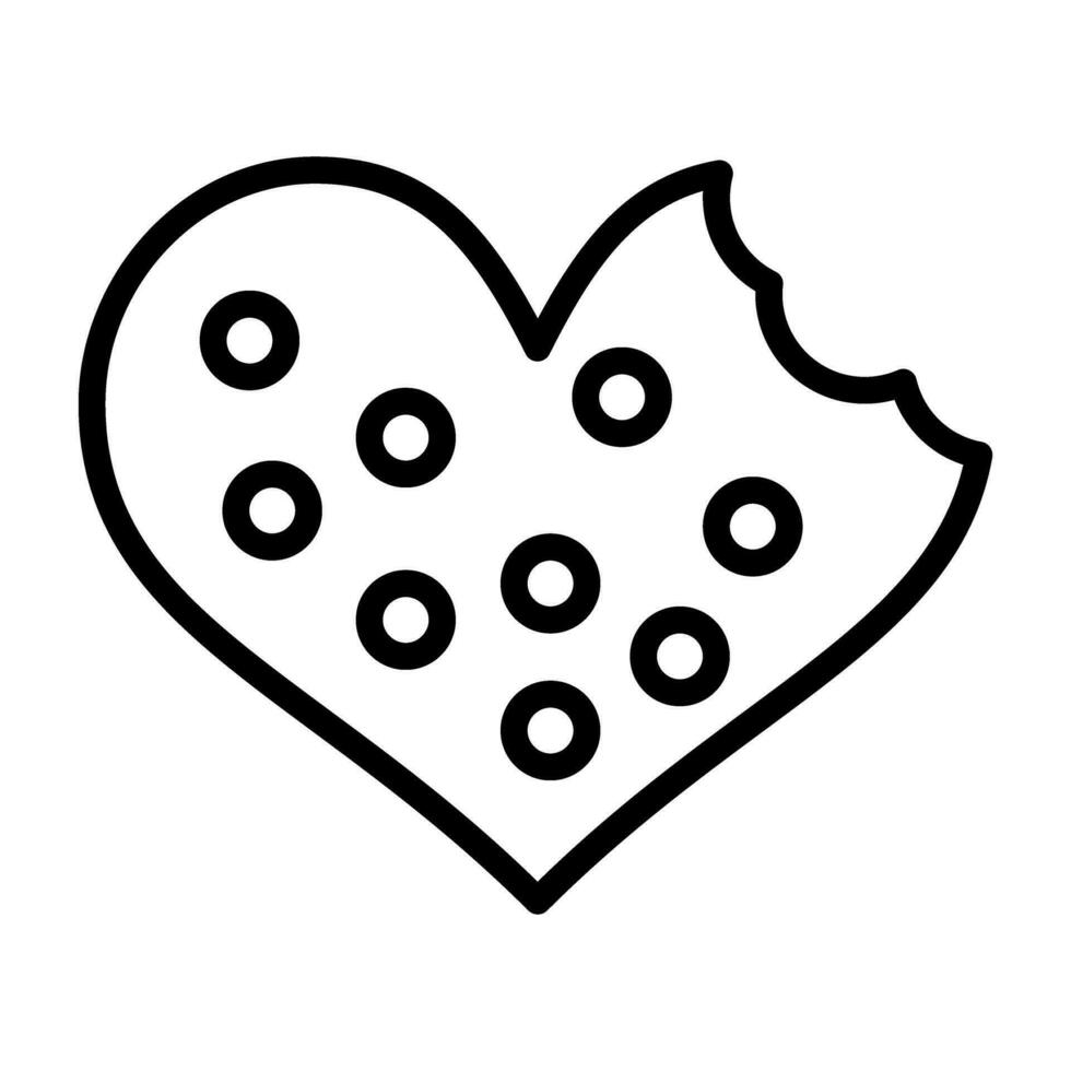 corazón conformado galletas vector icono