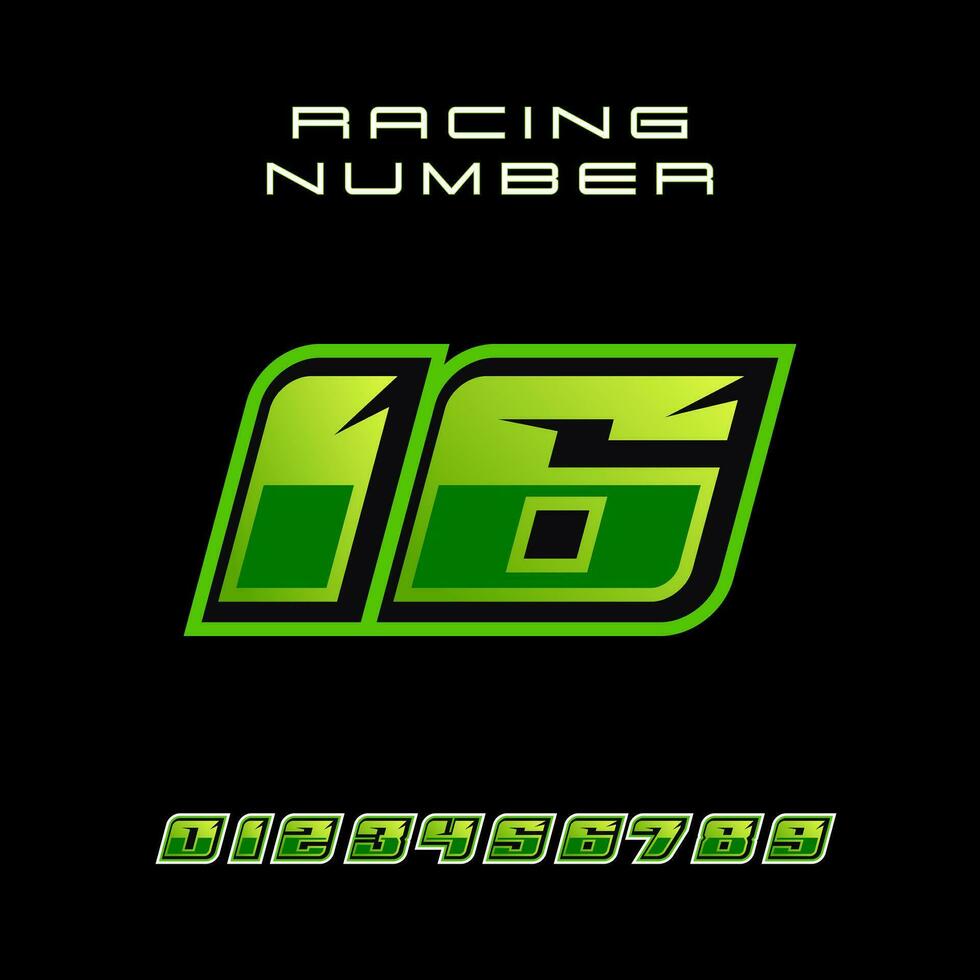 Racing Number 16 Vector Design Template