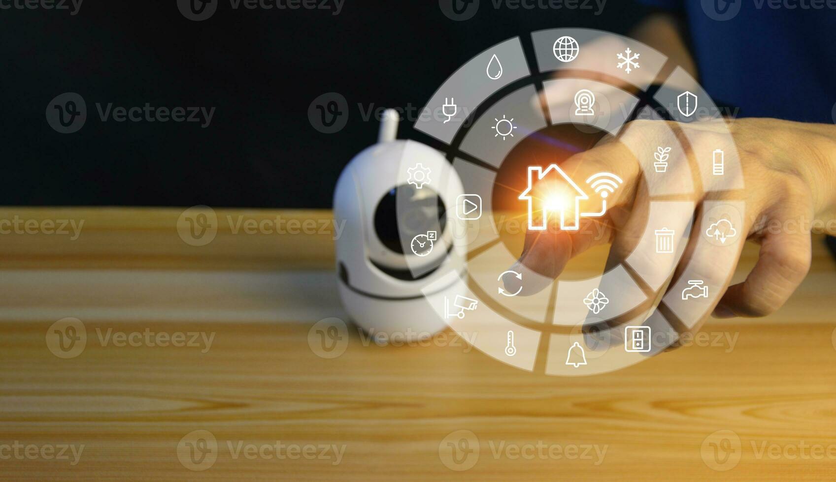 IP wifi wireless security camera supports Internet installation technology, security systems, smart home applications. photo