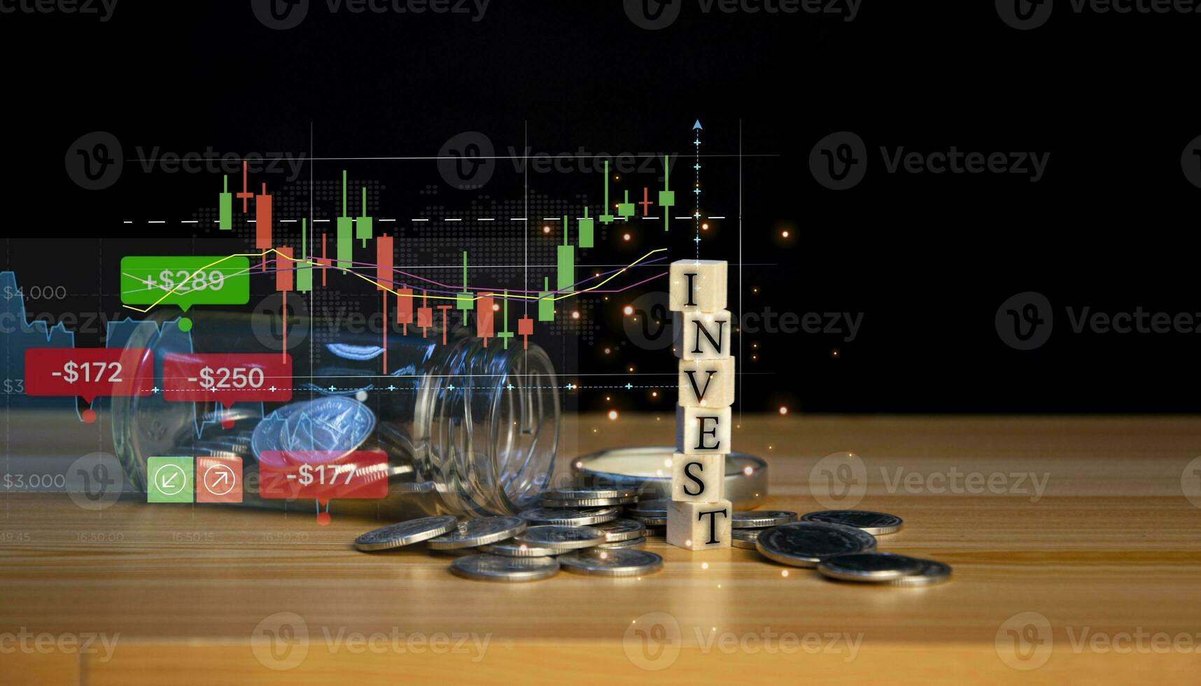 planificación y estrategia negocio crecimiento en el valores mercado aumentado Progreso o éxito invertir en comercio foto