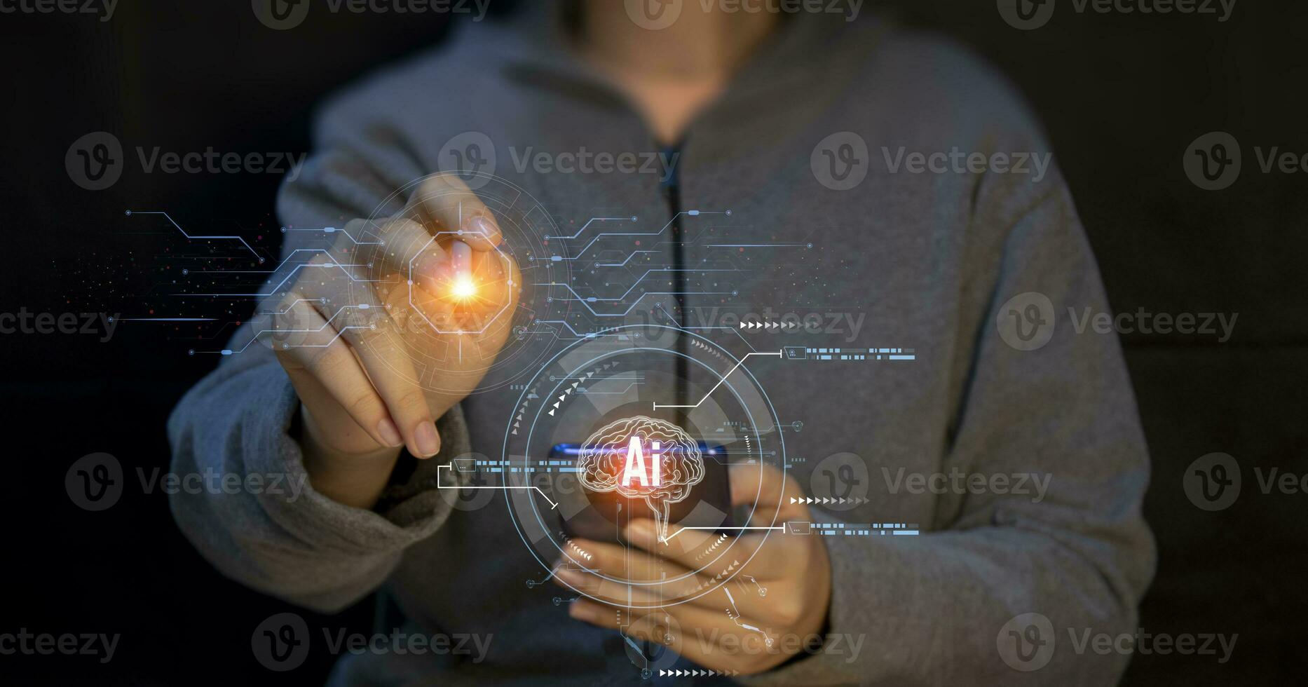 Concepts, development of artificial intelligence and self-learning of artificial intelligence. photo