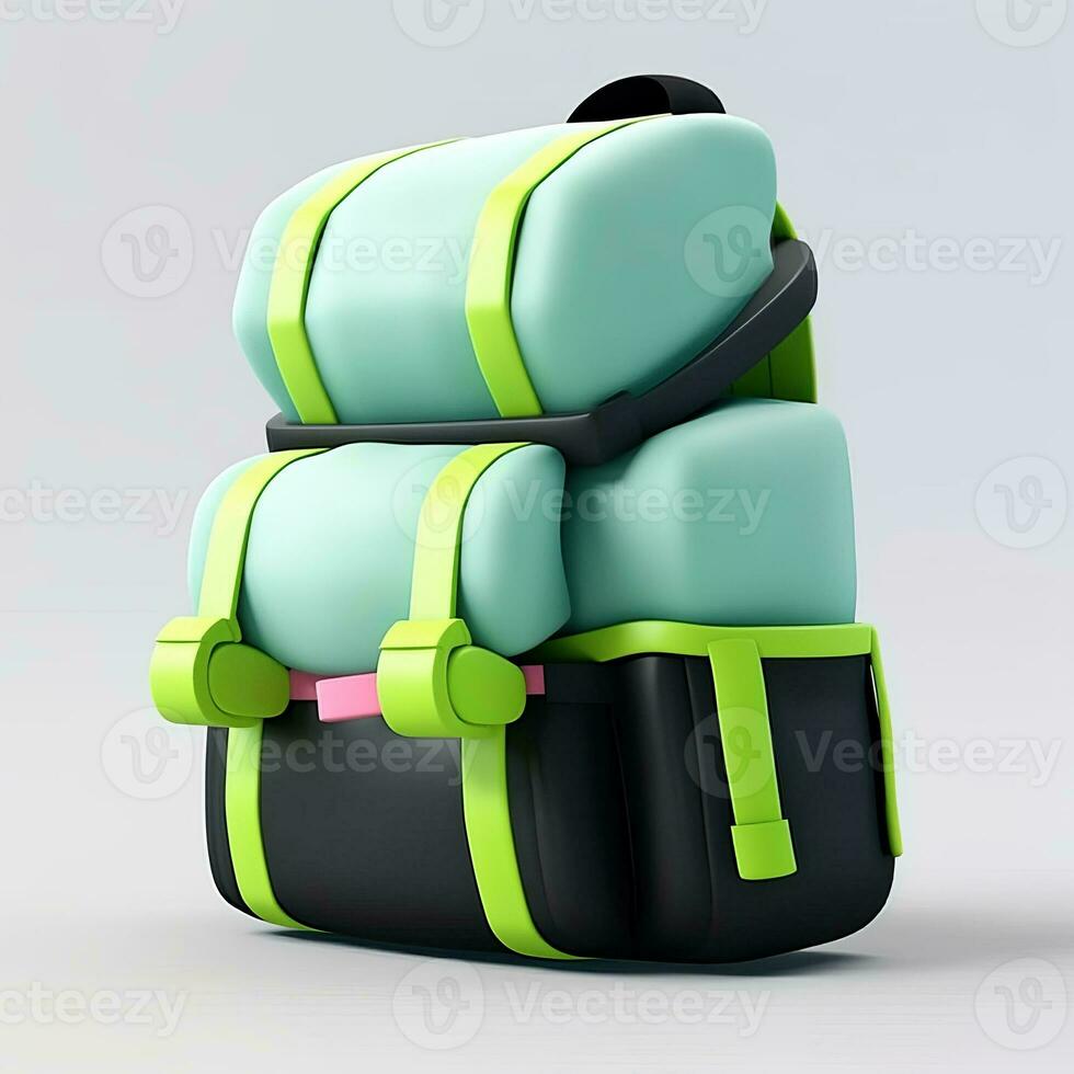 3d isolated illustration of bag pack travel photo