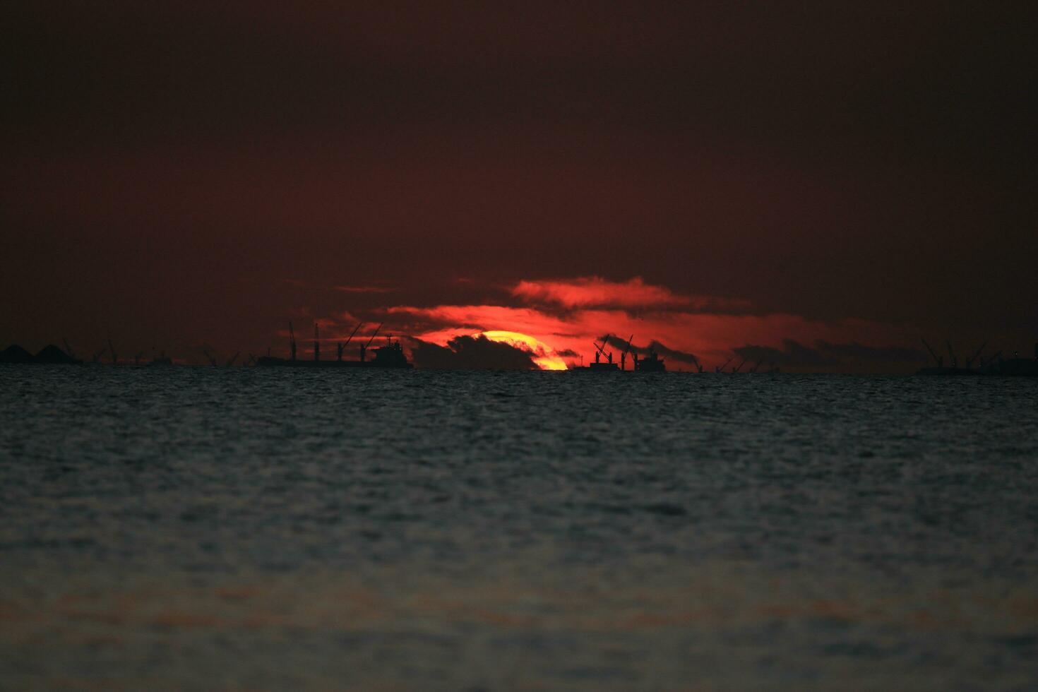 beautiful sunset on the beach photo