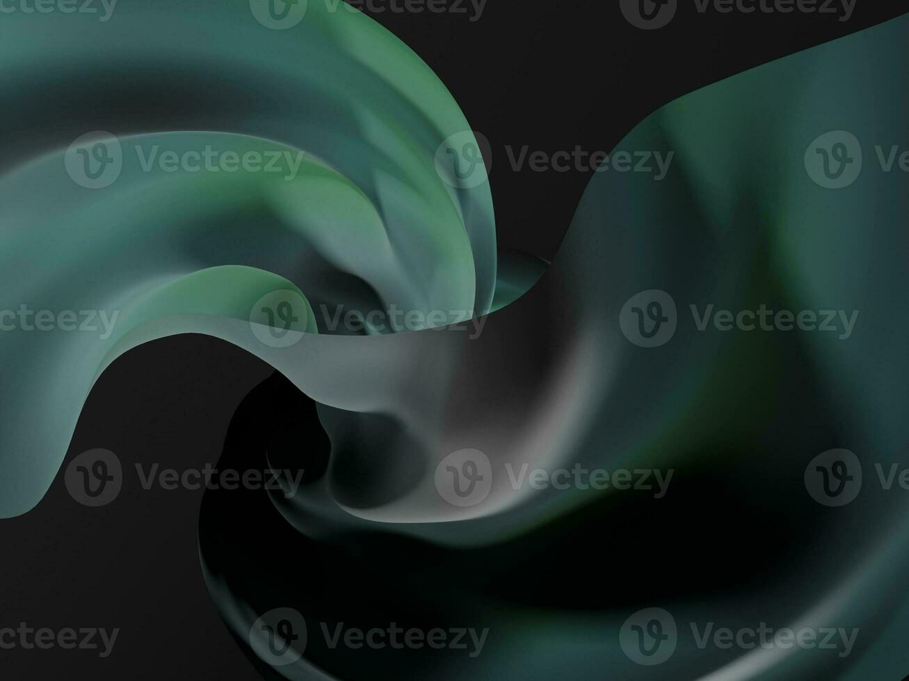 elegant 3d cloth fabric twisted abstract geometry with green and black gradient background wallpaper photo