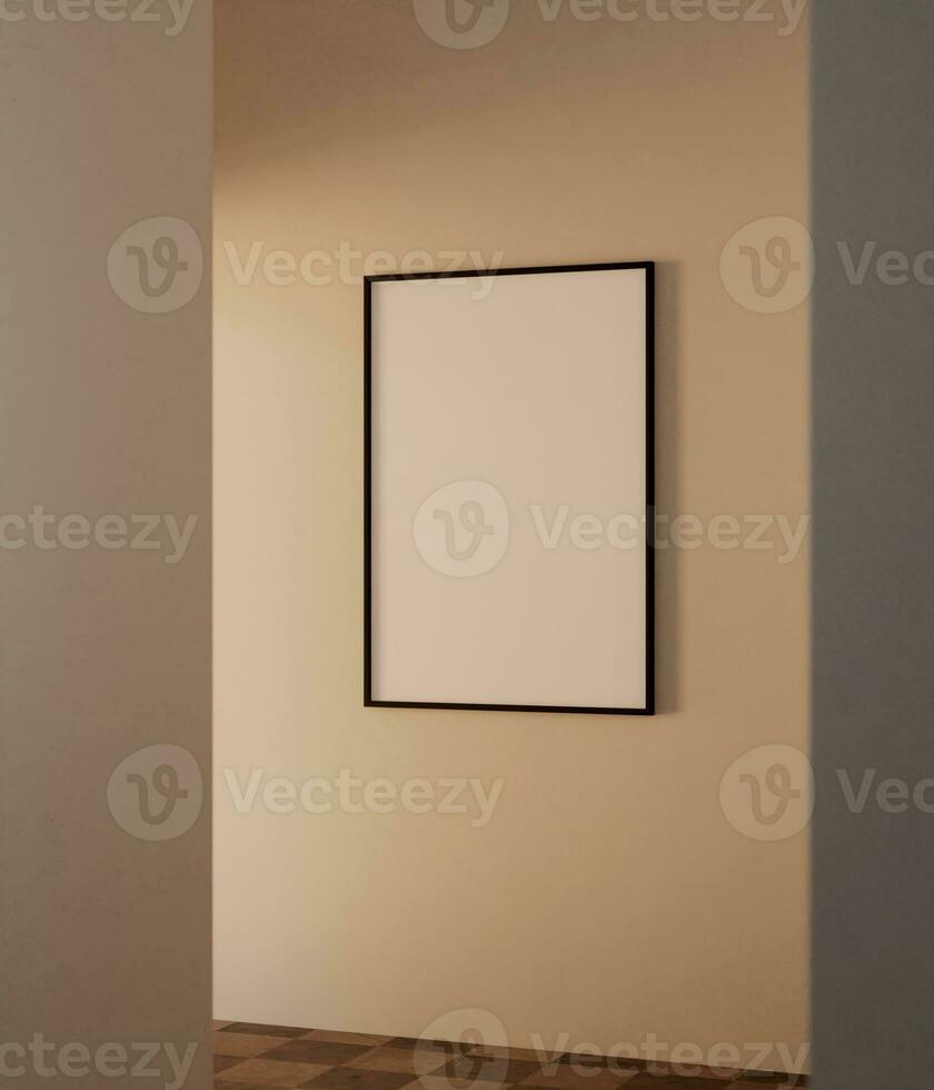 Frame mockup poster with cinematic effect, infocus foreground, 50x70 frame photo