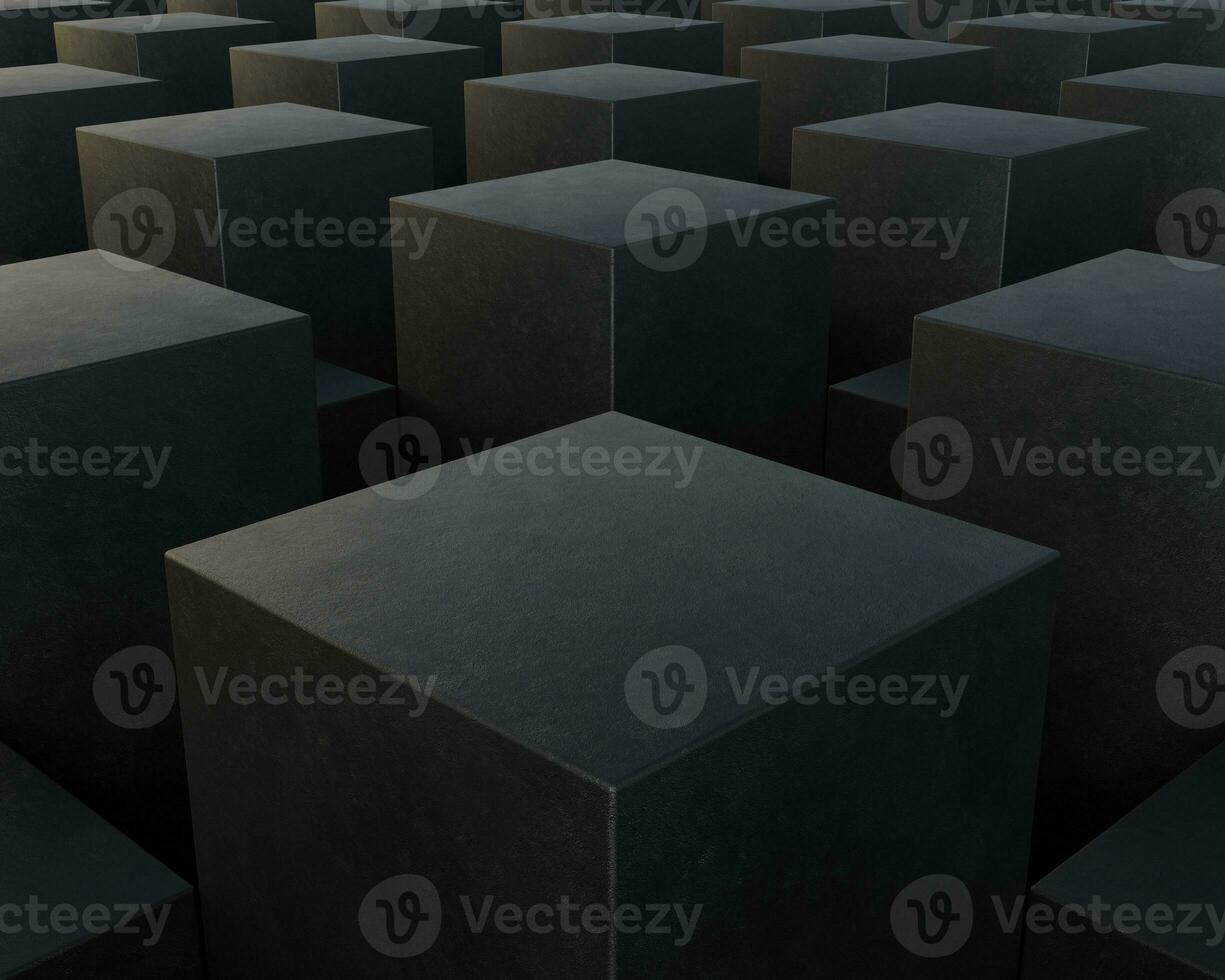 3d elegant black cube block diagonal pattern geometry background wallpaper dark concrete texture for your product showcase photo
