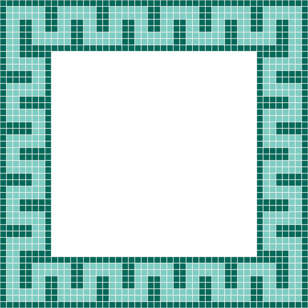Green tile frame, Mosaic tile frame, Tile frame, Seamless pattern, Mosaic seamless pattern, Mosaic tiles texture or background. Bathroom wall tiles, floor tiles with beautiful pattern vector