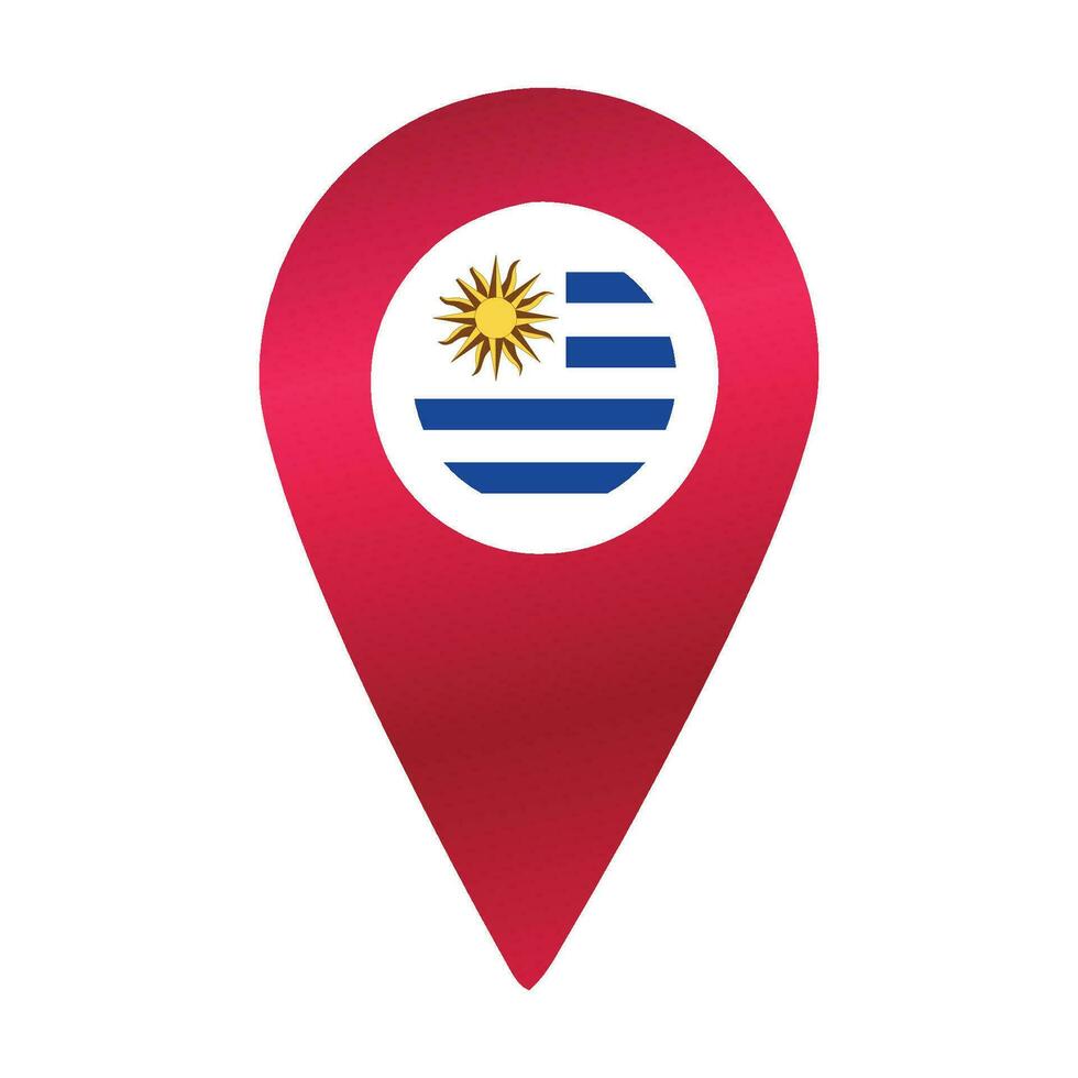 Destination pin icon with Uruguay flag.Location red map marker vector