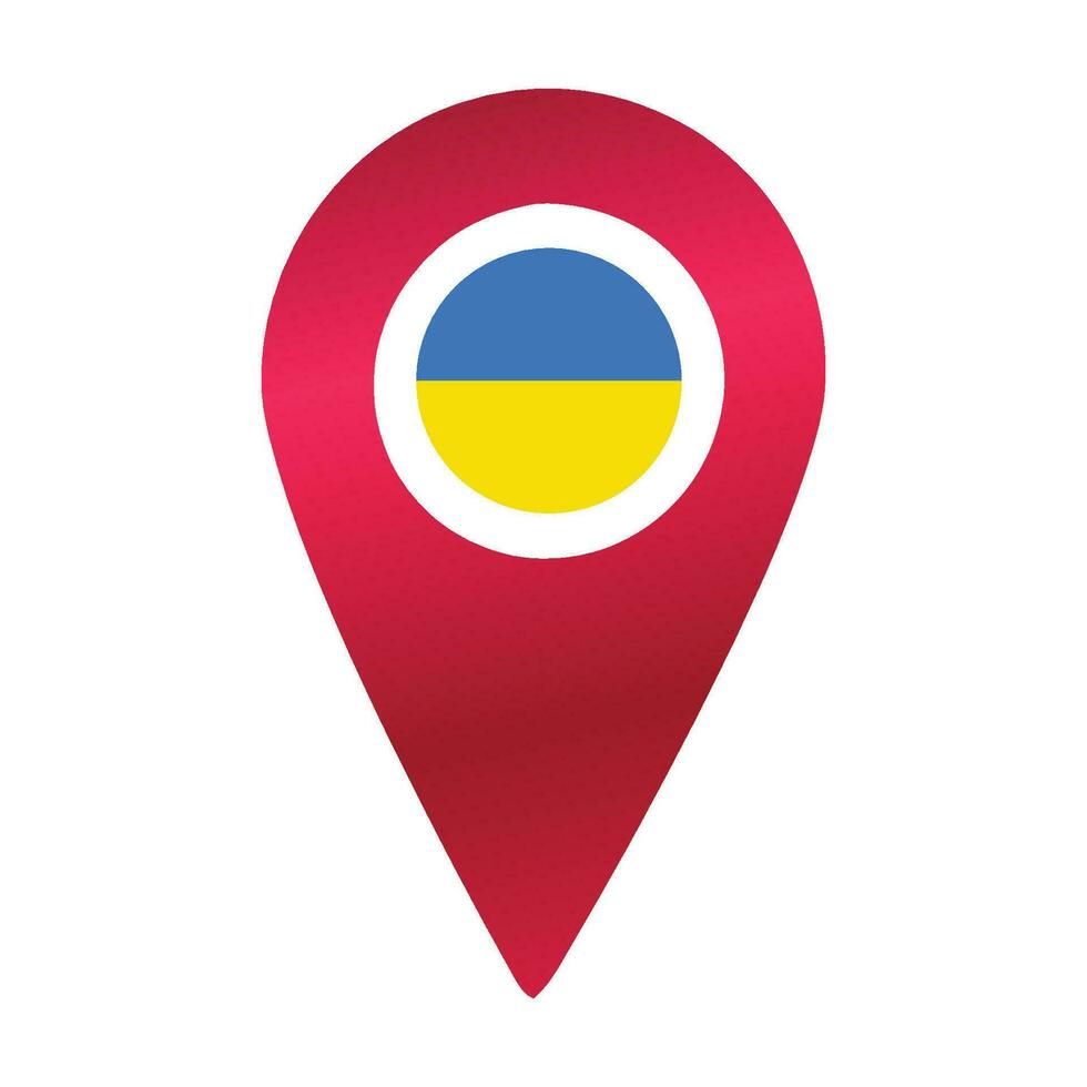 destino alfiler icono con Ucrania bandera.ubicación rojo mapa marcador vector