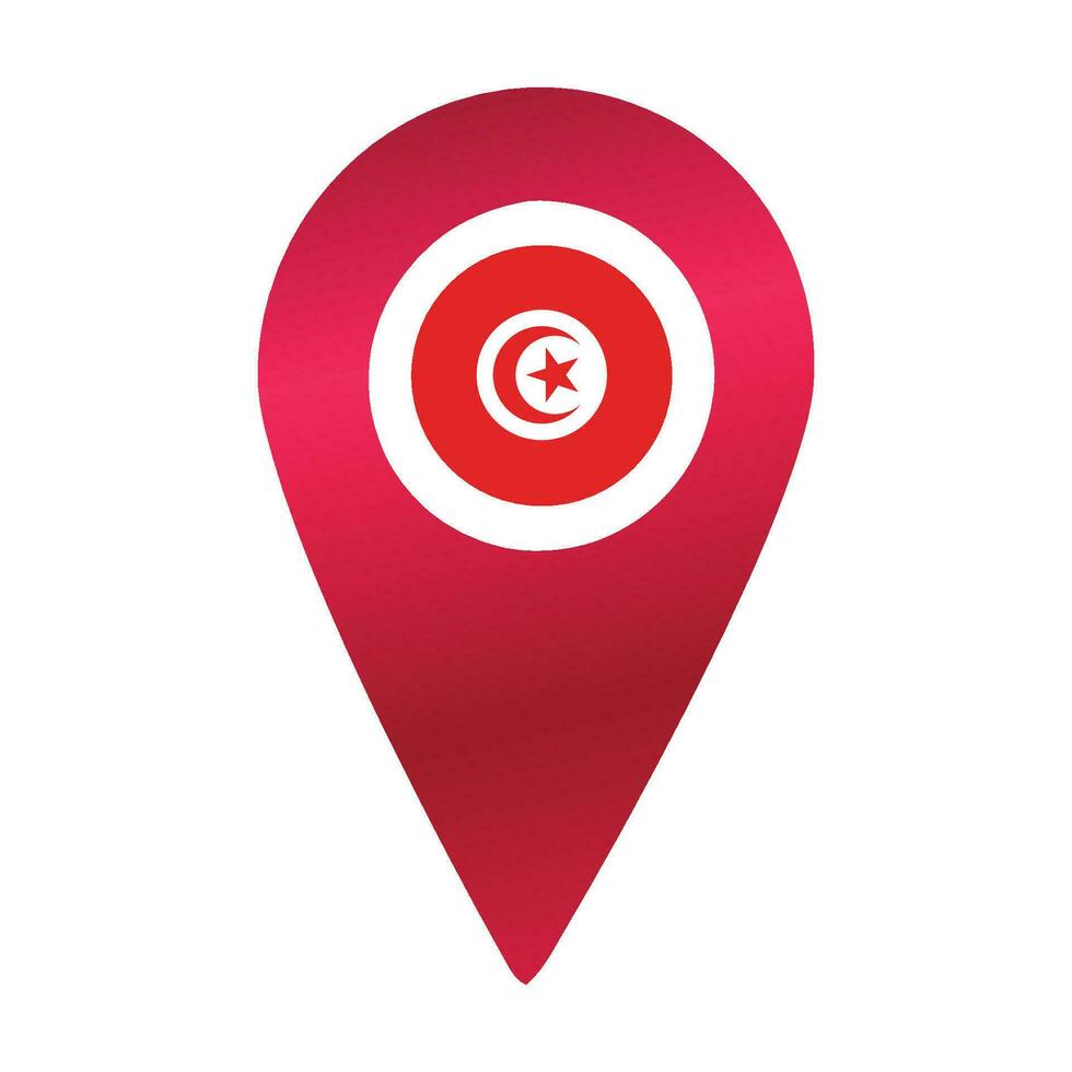 Destination pin icon with Tunisia flag.Location red map marker vector