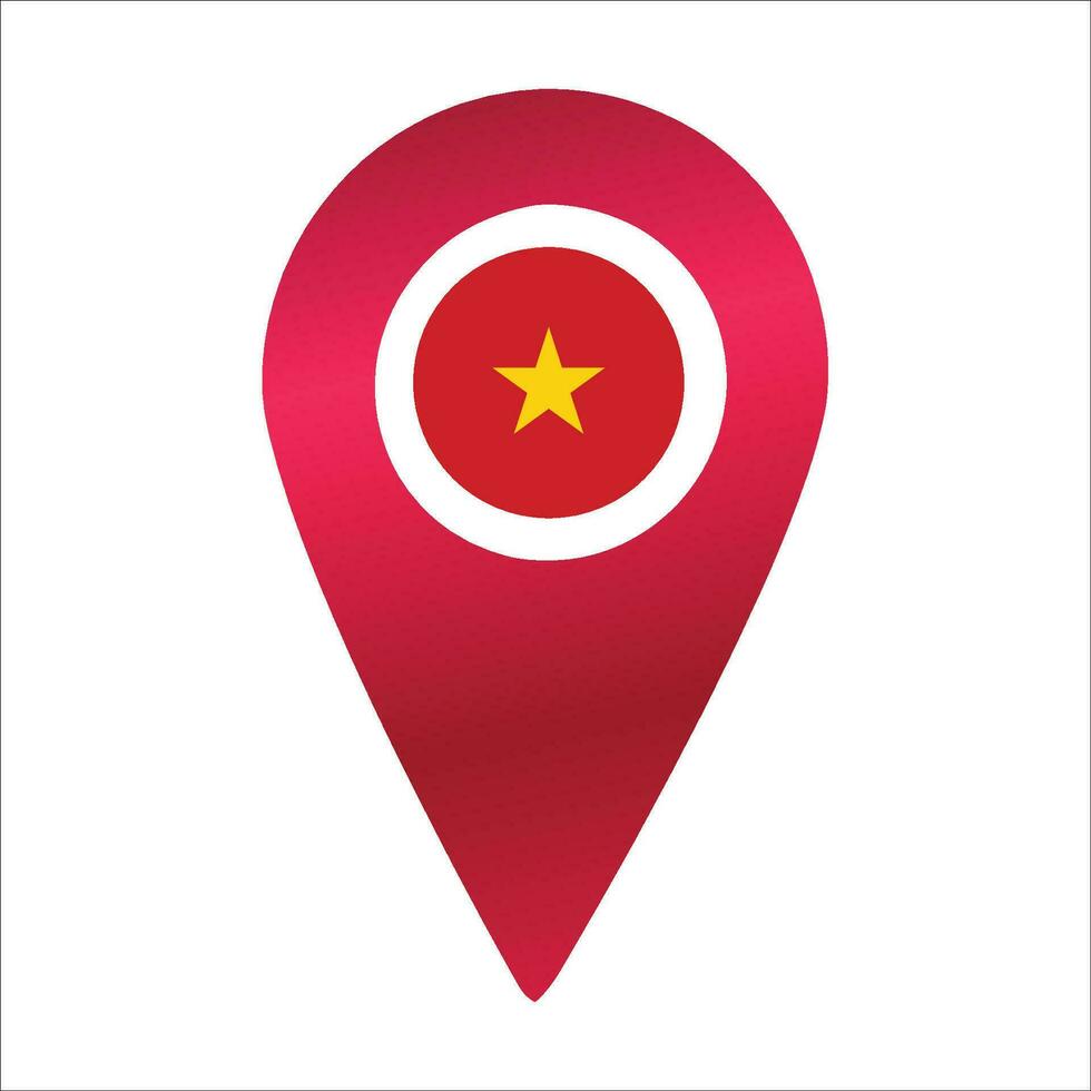 Destination pin icon with Vietnam flag.Location red map marker vector