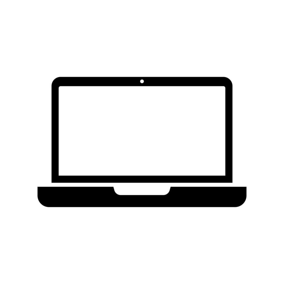 Laptop icon vector with blank screen.