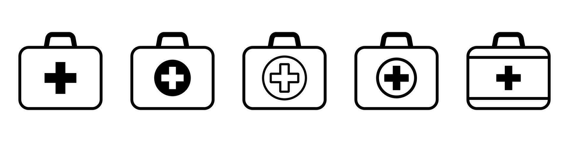 First aid box line icon, medical briefcase icon vector isolated.