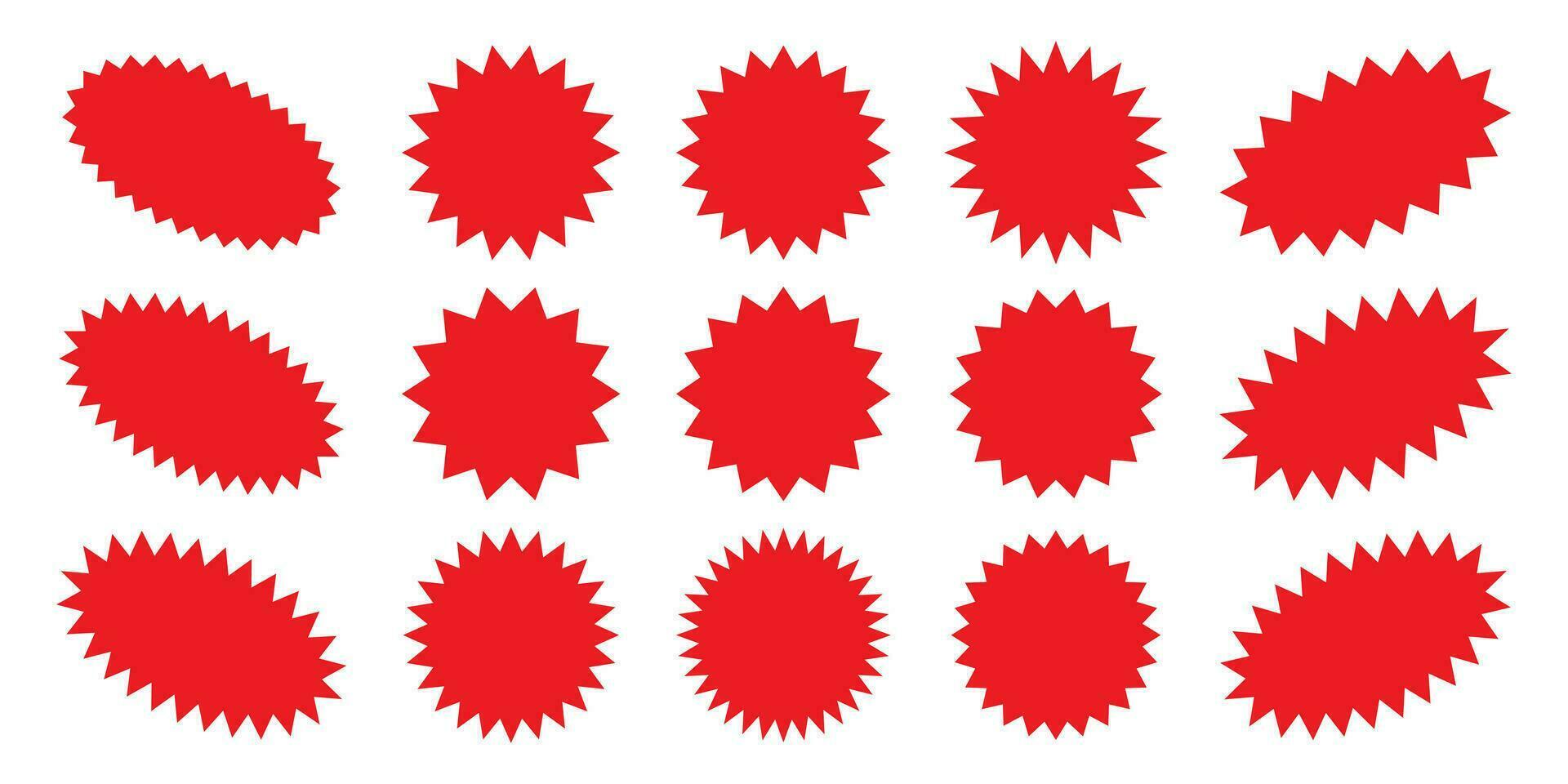 conjunto de rojo estallido estelar, rayos de sol insignias diseño elementos - mejor para rebaja pegatina, precio etiqueta, calidad marca. plano vector ilustración aislado en blanco antecedentes.