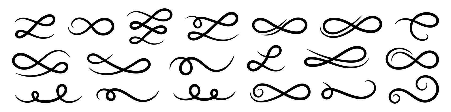 Flourishes, swirls, decorative elements collection. Vector illustration.