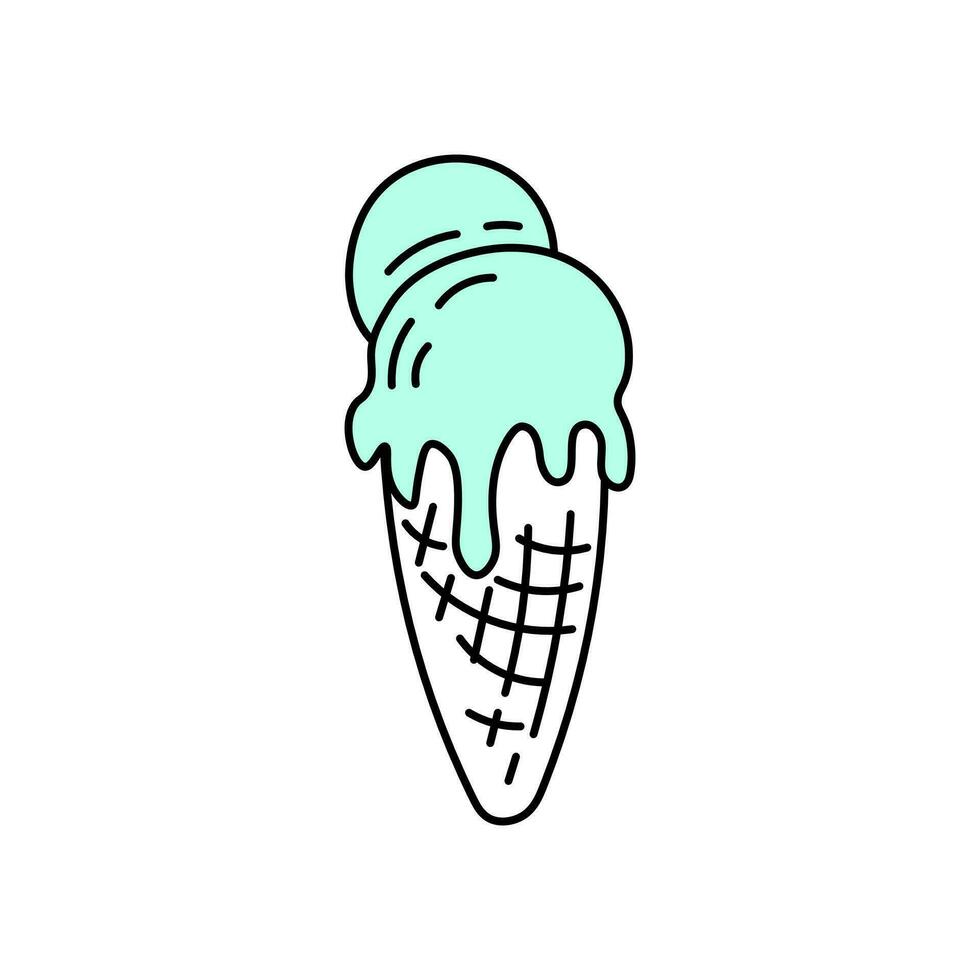 Doodle melting ice cream vector