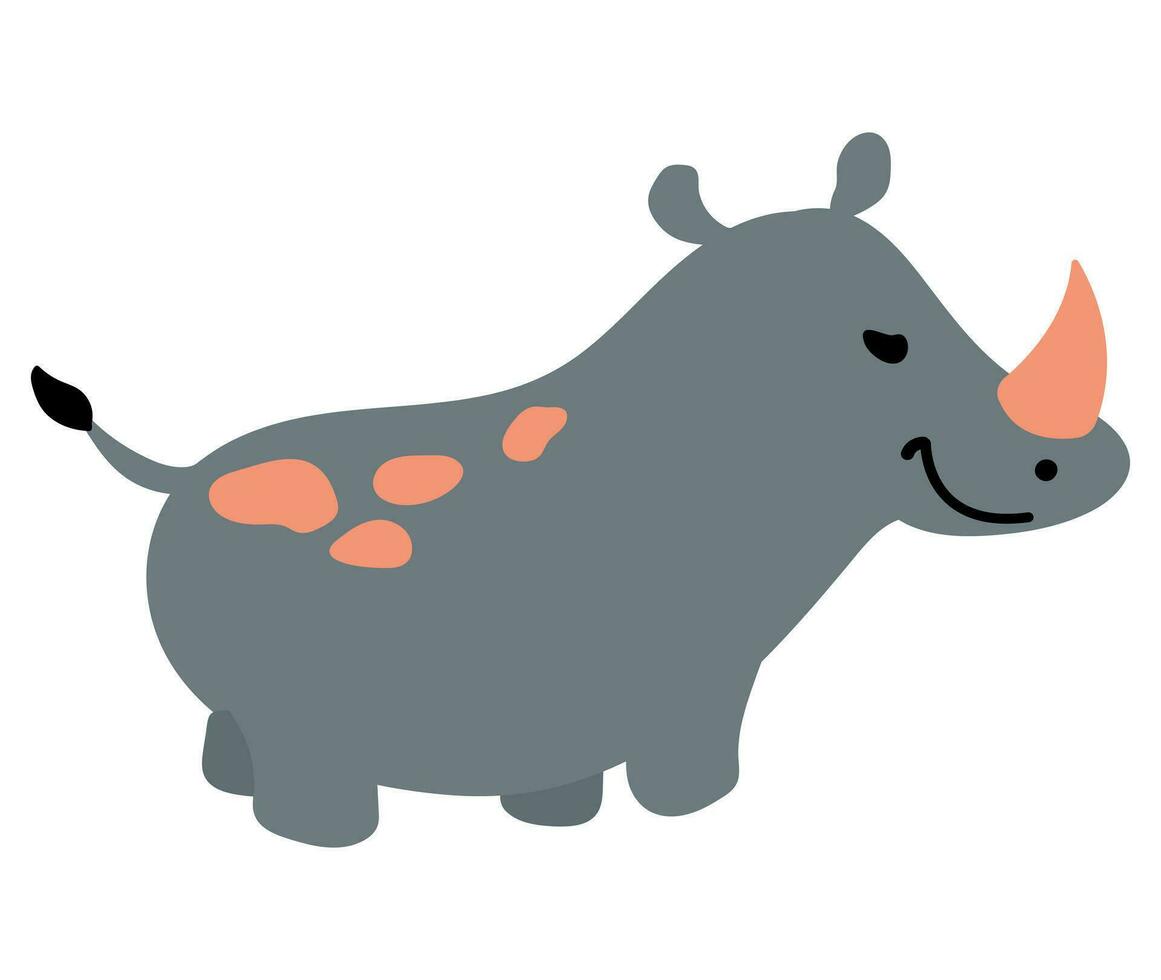 Cute hand drawn rhinoceros. Animal safari. White background, isolate. vector