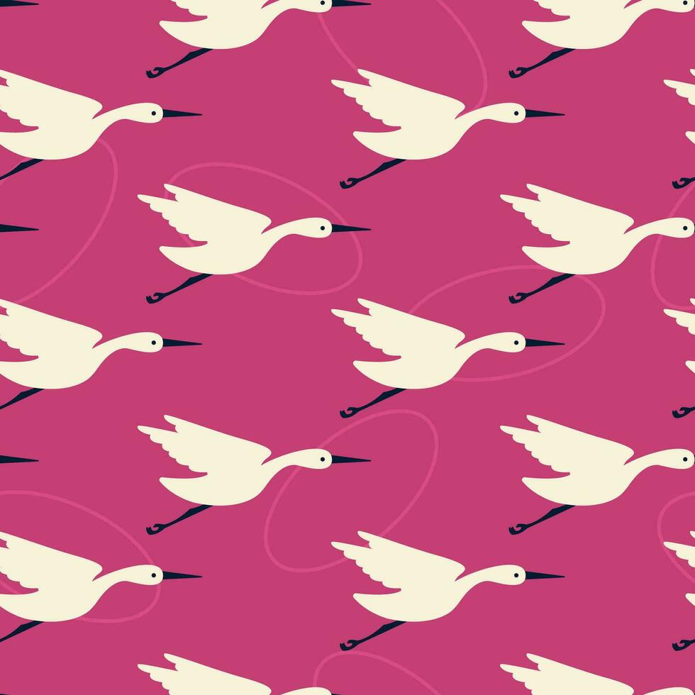 Simple seamless pattern with flying cranes. Vector graphic. 26332769 ...