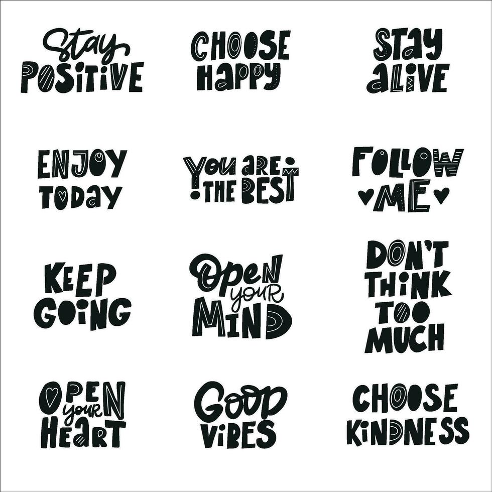 SET Motivational phraseS for postcards, posters, stickers, etc. vector