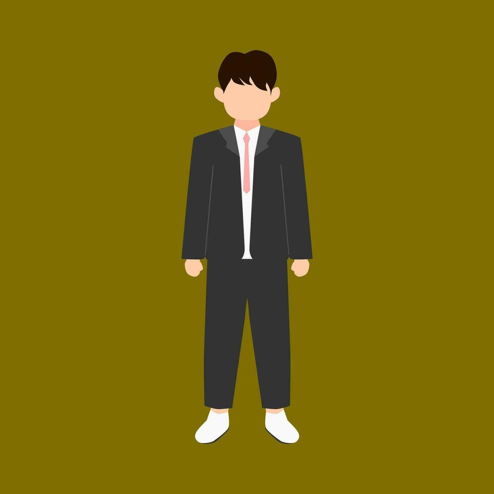 Handsome groom wearing black tuxedo in cartoon style. faceless illustration vector. vector