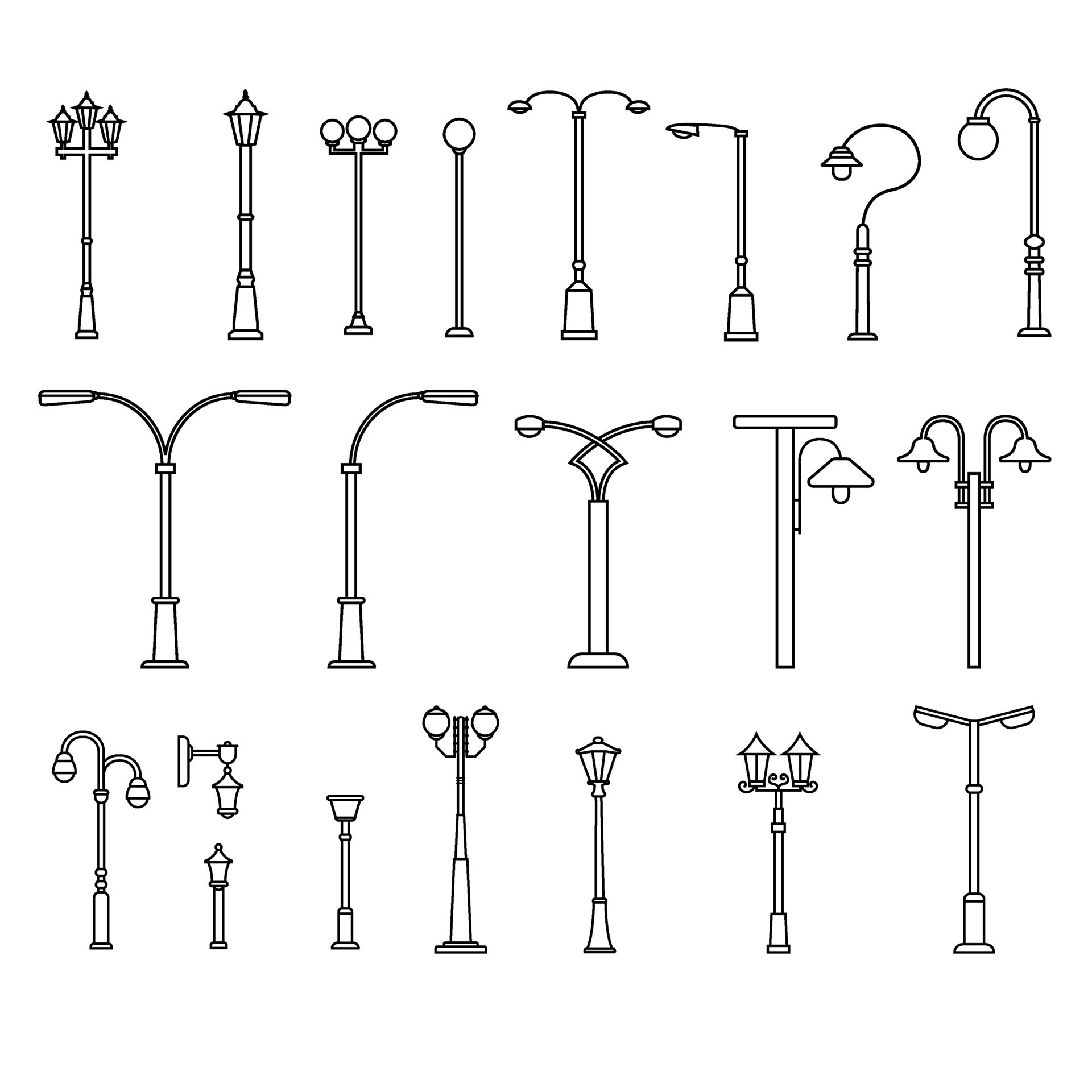 Street light vector icon. Street lighting illustration sign. Flashlight