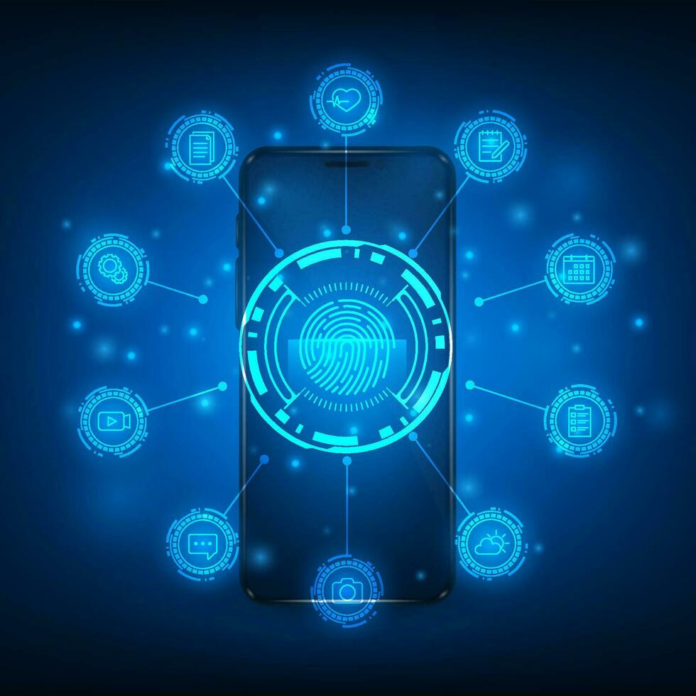 Vector mobile mockup witch communication and social media concept. Technology connecting abstract background.