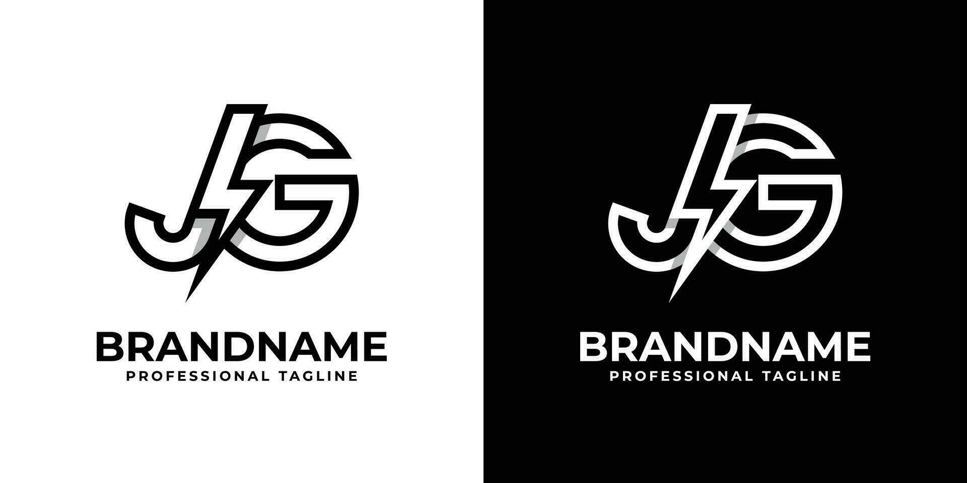 Letter JG Thunderbolt Logo, suitable for any business with JG or GJ initials. vector