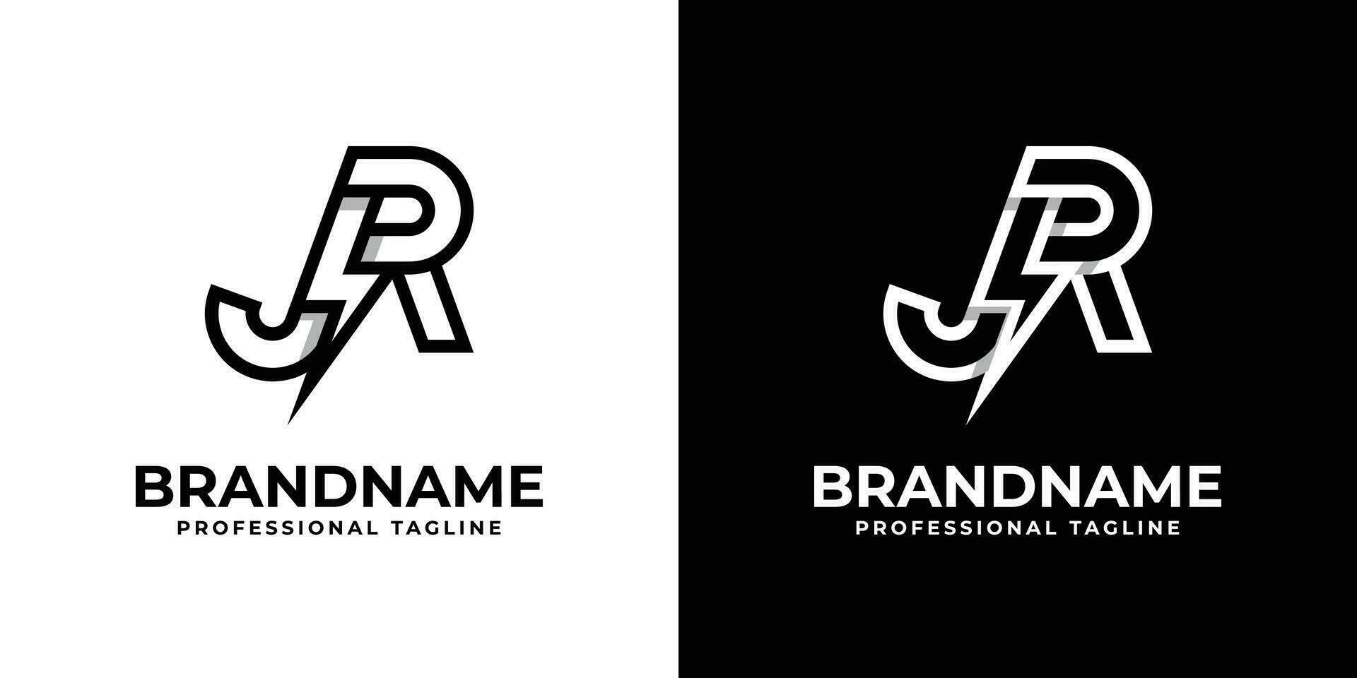 Letter JR Thunderbolt Logo, suitable for any business with JR or RJ initials. vector